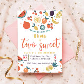 Twee lief fruit 2e verjaardagsfeestuitnodiging kaart