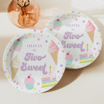 Twee lief ijs en cake 2e verjaardag papieren bordje<br><div class="desc">Twee lief! IJs,  Sprinkles en taart 2e verjaardagsfeestje borden.</div>