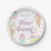 Twee lief ijs en cake 2e verjaardag papieren bordje (Voorkant)