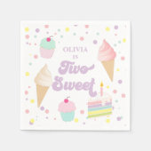 Twee lief ijs en cake 2e verjaardag servet (Voorkant)