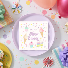 Twee lief ijs en cake 2e verjaardag servet