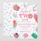 Twee lief meisje donut roze dessert 2e verjaardag kaart (Voorkant / Achterkant)