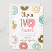 Twee lief meisje roze donut 2e verjaardag kaart (Voorkant)