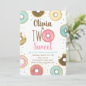 Twee lief meisje roze donut 2e verjaardag kaart (Staand voorkant)