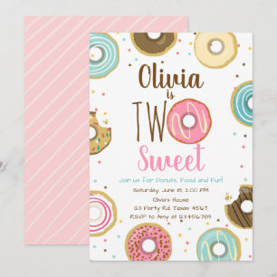 Twee lief meisje roze donut 2e verjaardag kaart