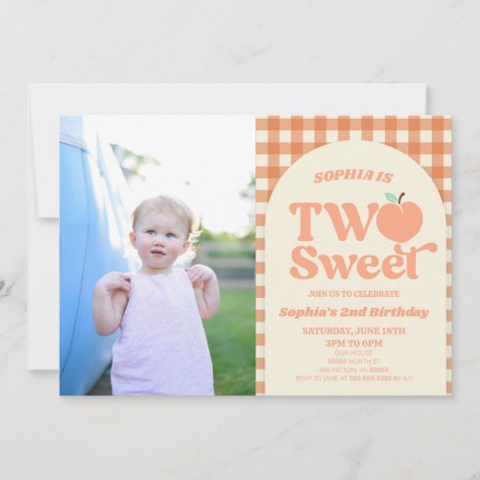 Twee lief perzik Afbeelding 2e verjaardagsfeest Kaart (Voorkant)