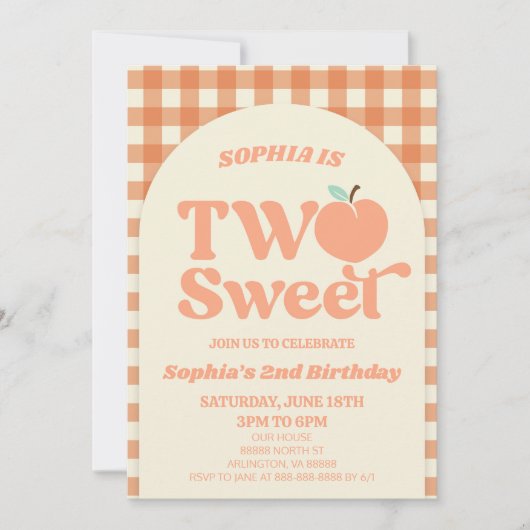 Twee lief perzik Sinaasappel roze 2e verjaardagsfe Kaart (Voorkant)