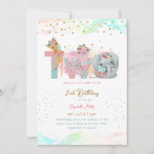 Twee lief roze blauw baby meisje 2e verjaardag kaart (Voorkant)