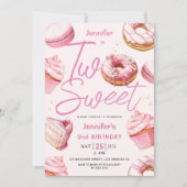 TWEE Lief! Roze Donut Meisjes 2e Verjaardagsfeestj Kaart (Voorkant)