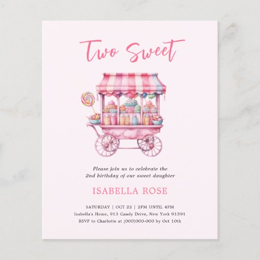 Twee lief Snoep 2e verjaardag budget uitnodiging (Voorkant)