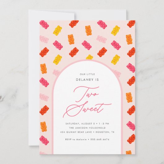 Twee lief Snoep gummy Beer meisjes 2e verjaardag Kaart (Voorkant)