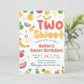 Twee lief | Uitnodiging voor een fruitfeestje (Staand voorkant)