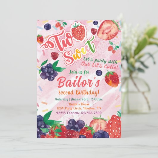 Twee lief | Verjaardag fruitfeest Kaart (Staand voorkant)