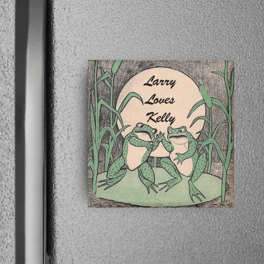 Twee Liefde Groene Grappige Kikkers Magneet