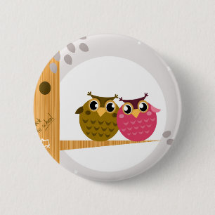 Twee liefdesbezit op boom met maan ronde button 5,7 cm