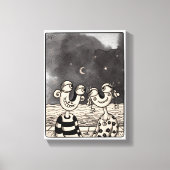 Twee liefdesinkschilderijen canvas afdruk (Voorkant)