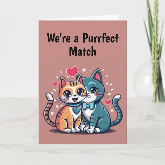Twee liefdeskatten Valentijnsdag Kaart (Voorkant)