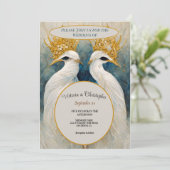 Twee liefdesliefhebbers van gouden uitnodiging (Staand voorkant)