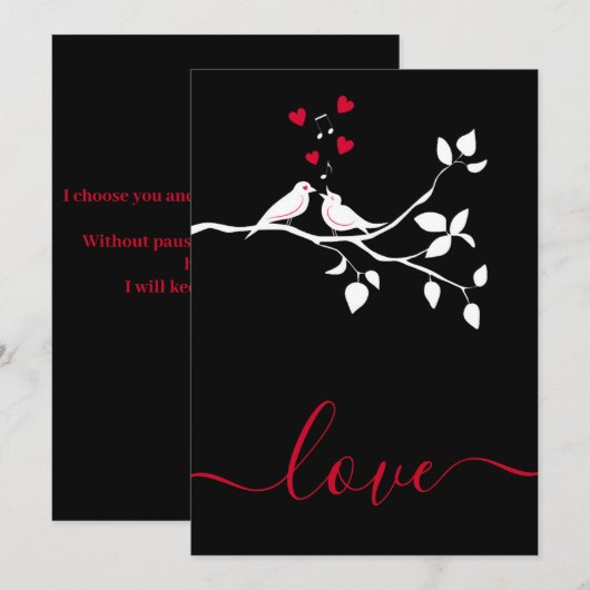 twee liefdesvogels feestdagenkaart (Voorkant / Achterkant)