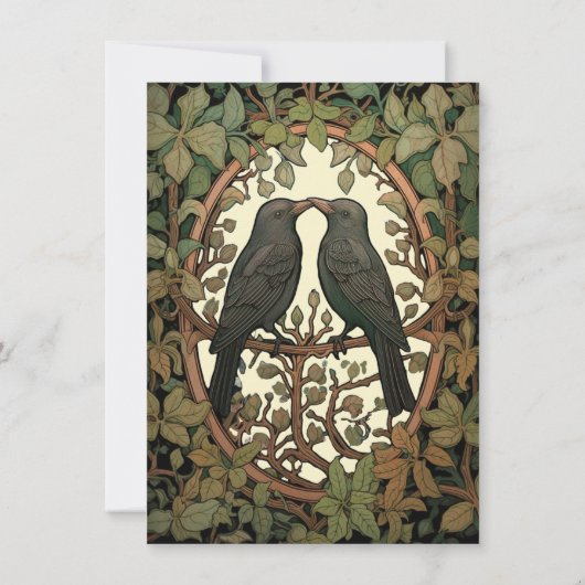 Twee Liefdesvogels Folk Art Bruiloft Kaart (Achterkant)