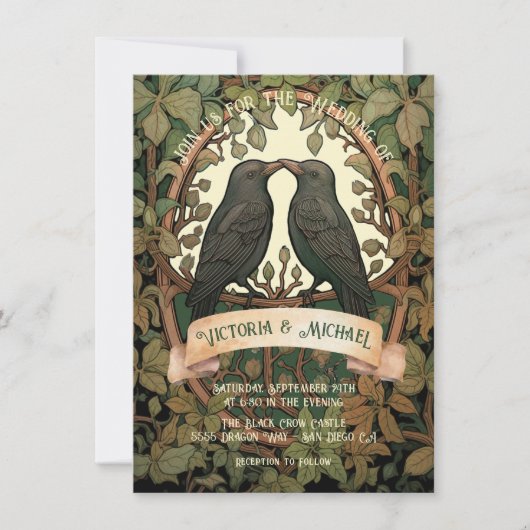 Twee Liefdesvogels Folk Art Bruiloft Kaart (Voorkant)