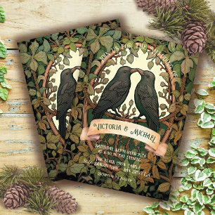 Twee Liefdesvogels Folk Art Bruiloft Kaart