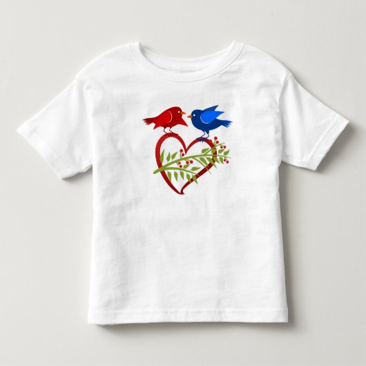 Twee Liefdesvogels met Open Hart Kinder Shirts (Voorkant)