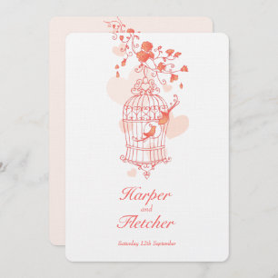 Twee liefdesvogels open vogelkerkkoraal kaart