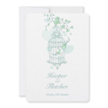 Twee liefdesvogels openen vogelkooi bruiloft groen