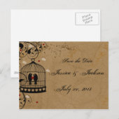 Twee Liefdesvogels Save the Date Ansichtkaart Aankondigingskaart (Voorkant / Achterkant)