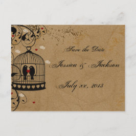 Twee Liefdesvogels Save the Date Ansichtkaart Aankondigingskaart
