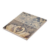 Twee liefdeszwanen op het moonmeer wolken | tegeltje (Zijkant)