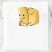 Twee liefdevolle bananen met ogen en mond ovale sticker (Tas)