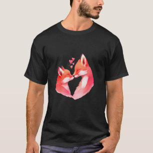 Twee liefhebbende Foxes in Love Heart Valentijnsda T-shirt