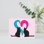 Twee liefhebbende katten briefkaart (Staand voorkant)