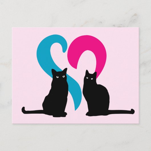 Twee liefhebbende katten briefkaart (Voorkant)