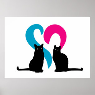 Twee liefhebbende katten poster