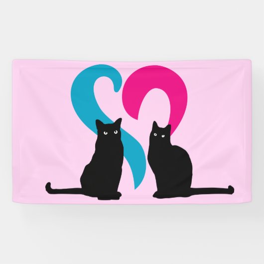 Twee liefhebbende katten spandoek (Horizontaal)