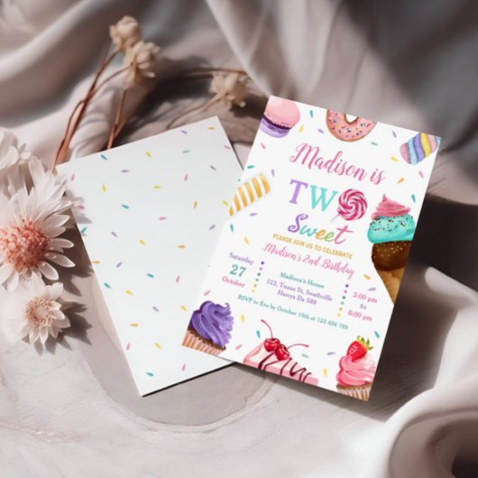 Twee lieve 2e verjaardag ijs, Donuts Party Kaart