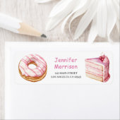 TWEE lieve 2e verjaardag meisjes roze donut adres Etiket (Insitu)