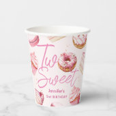 TWEE lieve 2e verjaardag meisjes roze donut papier Papieren Bekers (Voorkant)