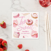 TWEE lieve 2e verjaardag meisjes roze donut papier Servet (Insitu)