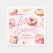 TWEE lieve 2e verjaardag meisjes roze donut papier Servet (Voorkant)