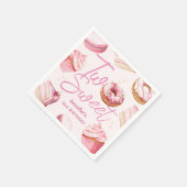 TWEE lieve 2e verjaardag meisjes roze donut papier Servet (Hoek)