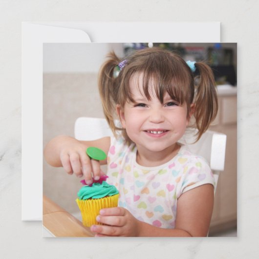 Twee lieve 2e verjaardag thema roze cupcake meisje bedankkaart (Achterkant)