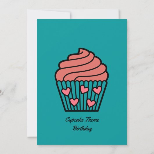 Twee lieve 2e verjaardag thema roze Schattige cupc Kaart (Achterkant)