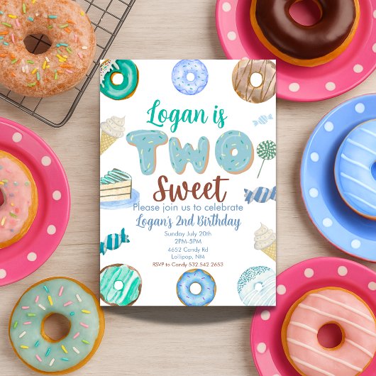 Twee lieve 2e verjaardag voor Boy Donut Snoep Kaart