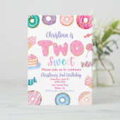Twee lieve 2e verjaardag voor meisje donut Snoep Kaart (Staand voorkant)