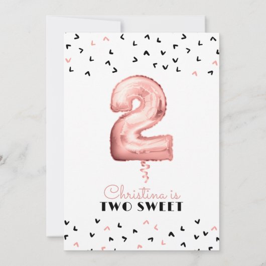 Twee lieve 2e verjaardagsfeest Schattigee ballonne Kaart (Achterkant)