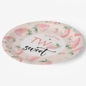 Twee lieve aardbeien kinderen verjaardag papieren bordje (Gekanteld)